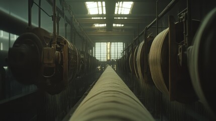Poster - Industrial Machines Suspended Along a Long Processing Conveyor System