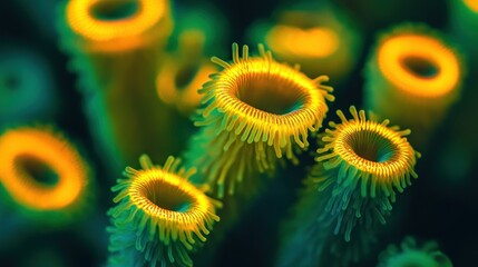 Poster - Close up of vibrant coral polyps in an ocean environment