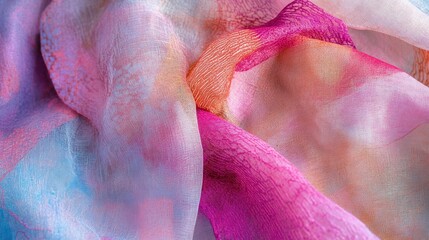 Poster - A flowing piece of colorful fabric with gentle patterns and designs
