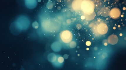 Poster - Blue and gold bokeh effect creates a soft abstract background