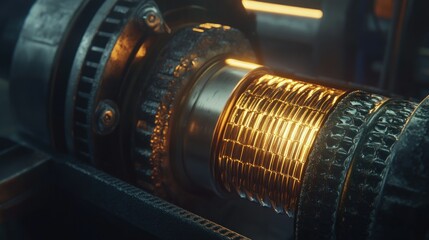 Poster - A Close Up View Of Metallic Machinery Components