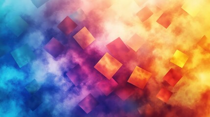 Poster - A colorful abstract background showing squares with a soft hazy texture
