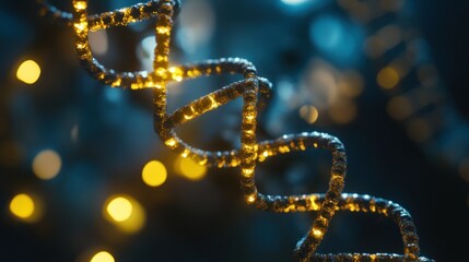 Poster - A close up of a DNA strand with glowing details