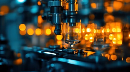 Poster - A close up of industrial manufacturing machinery in action