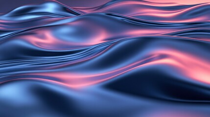 Poster - Smooth and flowing glossy fabric surface reflecting ambient lighting colors