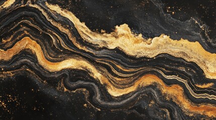 Poster - Golden and Black Swirls in an Abstract and Artistic Pattern