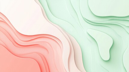 Poster - Layered abstract paper shapes with pastel colors and shadows