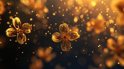 Poster - Golden Flowers With Bokeh Create an Abstract and Artistic View