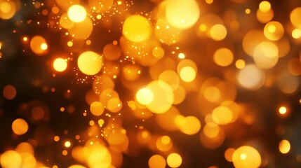 Poster - Warm Golden Lights Bokeh Effect With Many Tiny Glitter Sparks