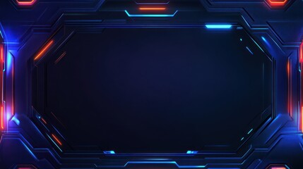 Poster - Futuristic Blue And Orange Lighted Frame On A Dark Background