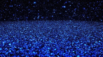 Poster - A vibrant blue abstract sparkling field in a dark black space