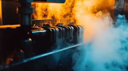 Poster - A close up view of a steam engine environment