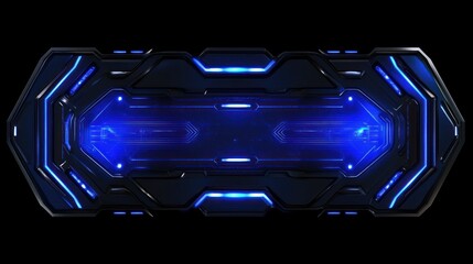 Poster - A futuristic blue panel with illuminated lines and angular shape
