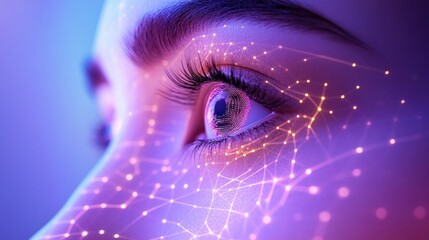 Aufkleber - A human eye with an artistic depiction of digital connections