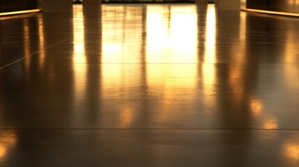 Poster - Sunlight reflecting off a polished wood floor creating a warm glow