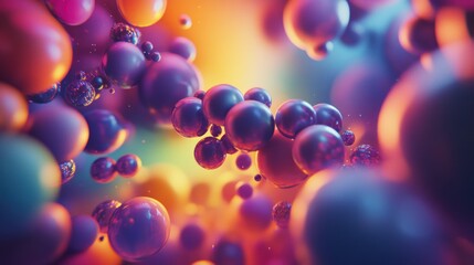 Poster - Abstract Spheres Floating Together With Beautiful Colors and Shadows