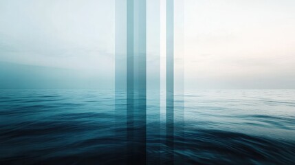 Poster - Abstract depiction of ocean waves and vertical stripes of color