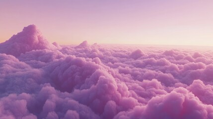 Poster - A beautiful pink sky with fluffy clouds dominating the view