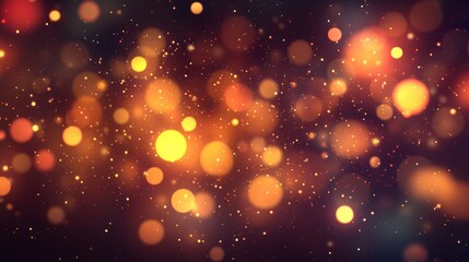 Poster - Warm golden bokeh lights in the night sky create aesthetic effects