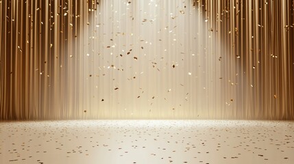 Poster - Gold stage with confetti falling under bright overhead lighting
