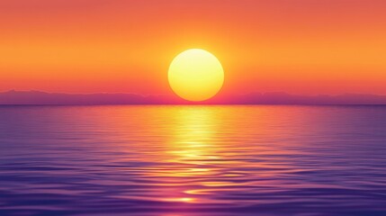 Poster - A beautiful vibrant sunset over the calm and peaceful water