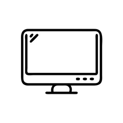 Poster - Simple line art of a computer screen, digital display illustration, technology concept
