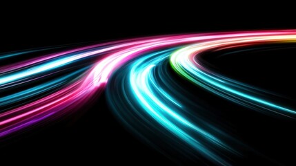 Poster - Colorful streaks representing motion and energy against a black background