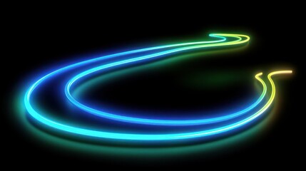Poster - A neon light trail curves over a black background
