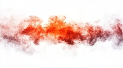 Poster - The Red and Orange Hued Smoke Appears on a White Background