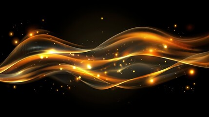 Aufkleber - An abstract illustration of flowing gold light against a dark background