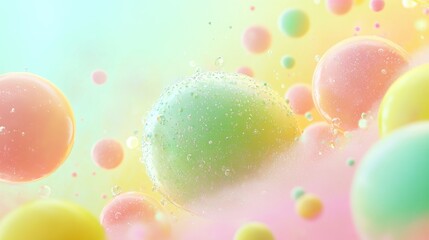 Poster - Colorful spherical bubbles and floating spheres in an abstract composition