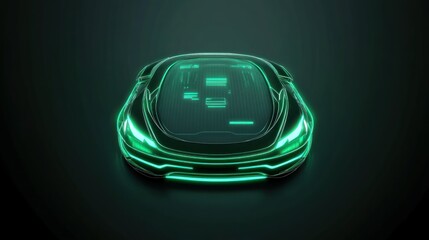 Poster - Glowing futuristic electric car model over a dark black background