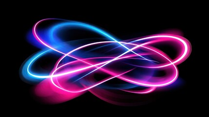 Poster - The Abstract Composition Displays Neon Streaks Across the Black Backdrop