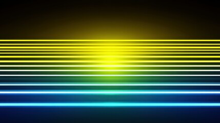Poster - Yellow and blue illuminated stripes on a dark background