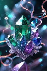 Poster - Colorful crystals gleaming under soft light create an enchanting display in a mystical setting