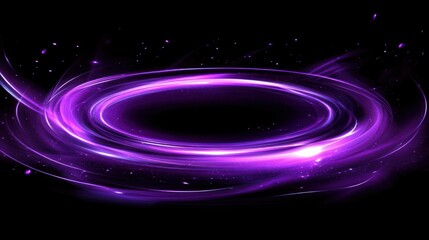 Poster - Abstract purple light swirls with circular lines and dark background