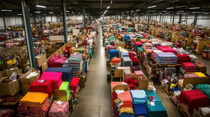 Poster - A Large Warehouse Filled with Textiles and Merchandise Items