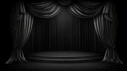 Poster - An Elegant Theater Stage Draped With Beautiful Black Curtains