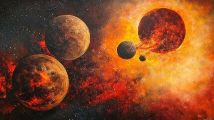 Poster - Several planets in the cosmic expanse are clearly visible here