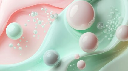 Poster - Abstract spheres and a liquid background create a unique composition