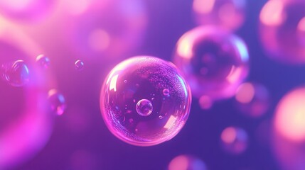 Poster - Floating Bubbles with Pink and Purple Colors Show Light Effects