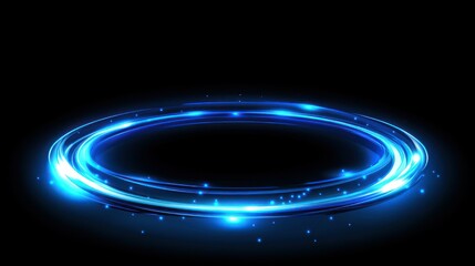 Poster - A glowing blue light circle shape against a black background