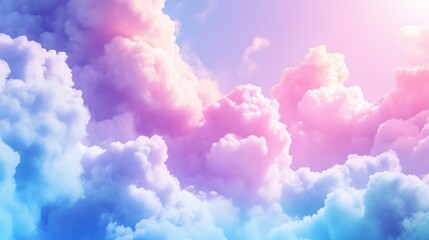 Poster - Beautiful pink and blue clouds fill the lovely sky background
