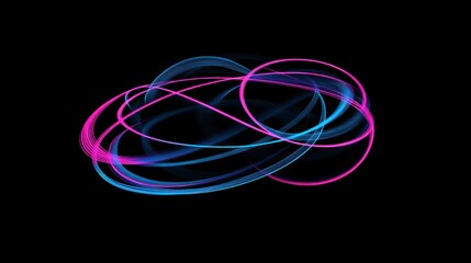 Poster - Abstract artwork showing vibrant colorful light trails on black background
