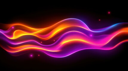 Poster - Abstract waves of color illuminated against a black background