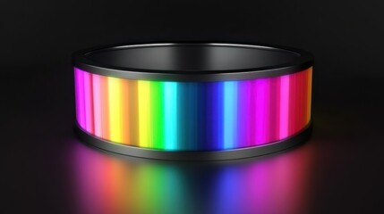 Poster - A luminescent rainbow colored ring displaying vibrant vertical stripes of color