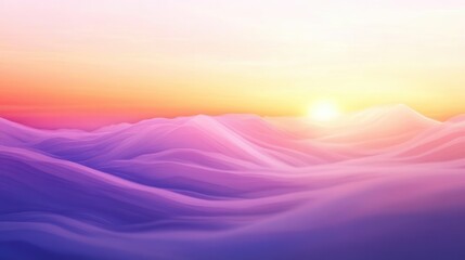 Poster - Abstract rendered illustration of rolling hills and a colorful sunset