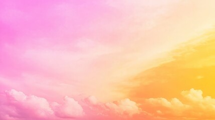 Poster - A Beautiful Pink Orange Sky With Wispy Fluffy Clouds Present
