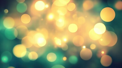 Poster - Yellow and Green Circular Lights Blur Across a Dark Backdrop