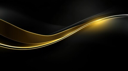 Poster - Elegant golden wave design against a dark black background